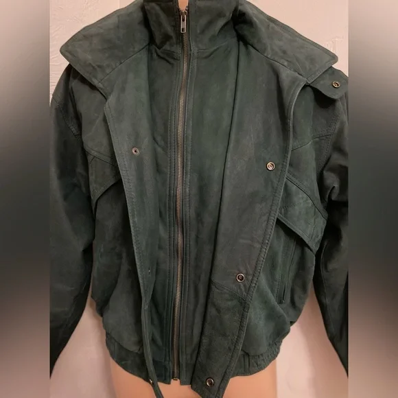 Fluid Internationale~Men’s~Vtg.~Dark Green~Genuine Leather~Bomber Jacket~Size XL - Picture 5 of 16